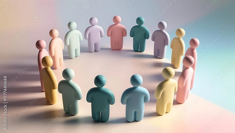 Abstract Human-Like Figures in a Circle Symbolizing Unity and Diversity Abstract Human-Like Figures in a Circle Symbolizing Unity and Diversity