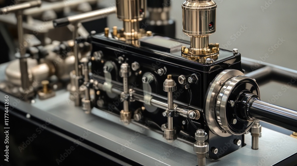 Detailed view of a mechanical engine component showcasing precision engineering. Detailed view of a mechanical engine component showcasing precision engineering.