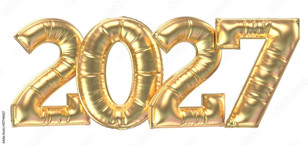 Happy New Year Number 2027 Gold 3D Redner Happy New Year Number 2027 Gold 3D Redner