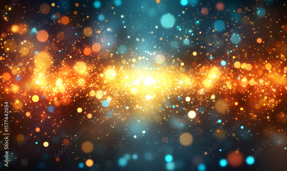 Fototapeta premium Abstract sparkling background with warm and cool color bokeh lights, perfect for festive designs or celebratory projects.