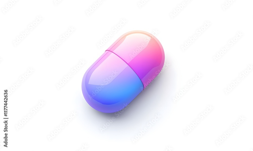 Close-up of a vibrant pink and blue capsule. Close-up of a vibrant pink and blue capsule.
