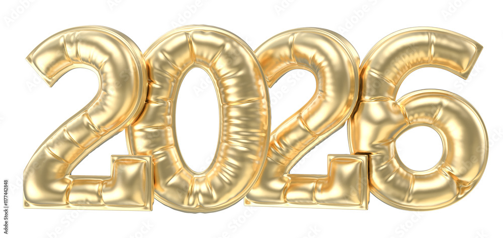 Number 2026 Gold 3D Redner New Number 2026 Gold 3D Redner New