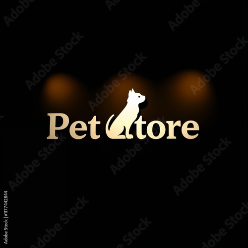 Elegant pet store logo with glowing dog silhouette. photo