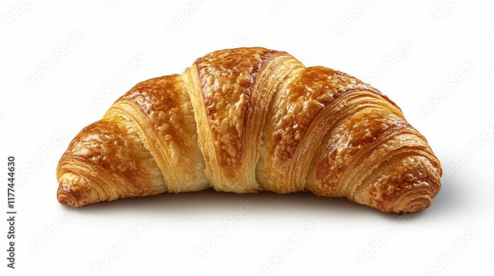 Golden Brown Croissant on White Background Golden Brown Croissant on White Background