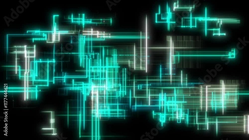 This stock motion graphic shows digital lines of light on a black background.