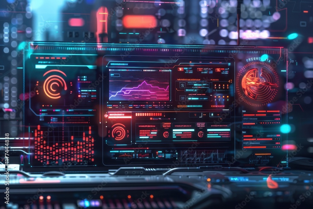 Futuristic Interface Display with Data and Graphs Futuristic Interface Display with Data and Graphs