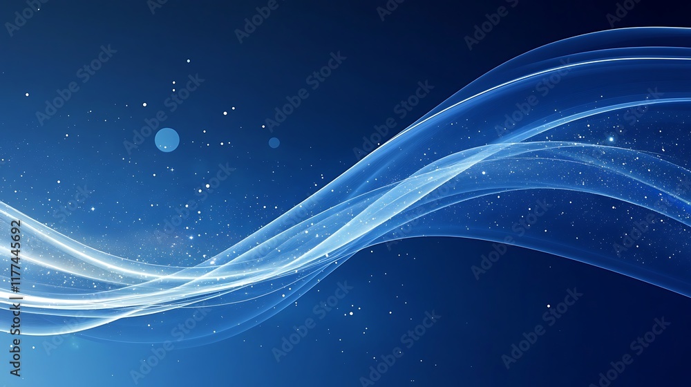 Abstract Blue Waves With Sparkling Lights Background Abstract Blue Waves With Sparkling Lights Background