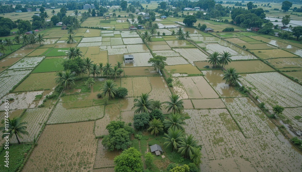 Fototapeta premium Aerial View of Rice Paddies