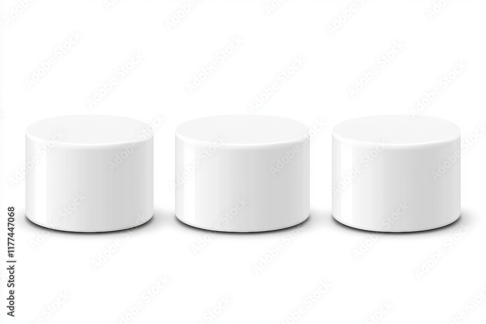 Three White Cylindrical Pedestals Three White Cylindrical Pedestals