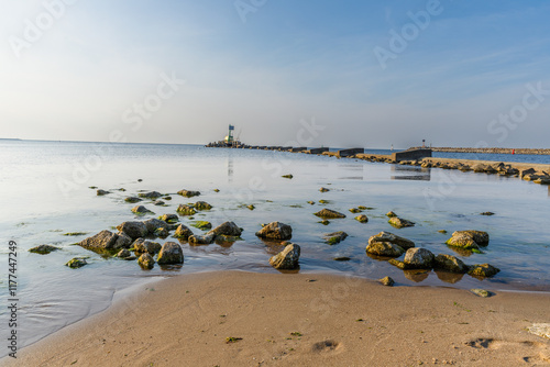 Górki Zachodnie, the mouth of the Vistula river to the sea.
 photo