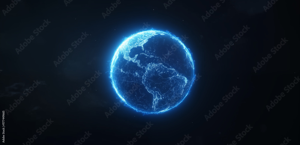 Fototapeta premium 3D holographic image of the earth 