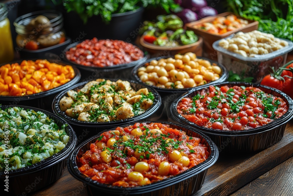Gourmet culinary delights a colorful spread of steaming dishes in a rustic environment for food lovers Gourmet culinary delights a colorful spread of steaming dishes in a rustic environment for food lovers