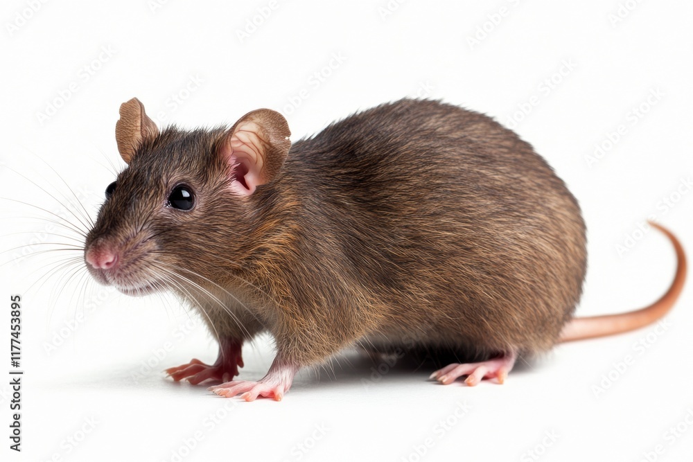Brown Rat Close-up on White Background Brown Rat Close-up on White Background