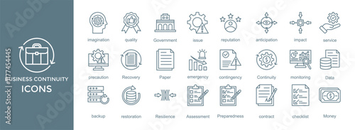 business continuity icon set. with icon contract,Income,Business,strategy,business plan