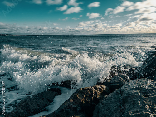 Waves crashing on Bournemouth Beach (Bournemouth, Branksome) photo