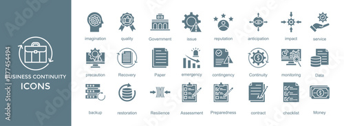 business continuity icon set. with icon contract,Income,Business,strategy,business plan