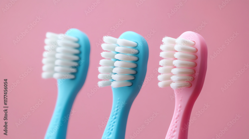 Colorful toothbrushes on pink background Colorful toothbrushes on pink background