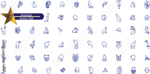 Veterinary, pet, vet, pet shop, dog care, training, cat, food line icons set collection.