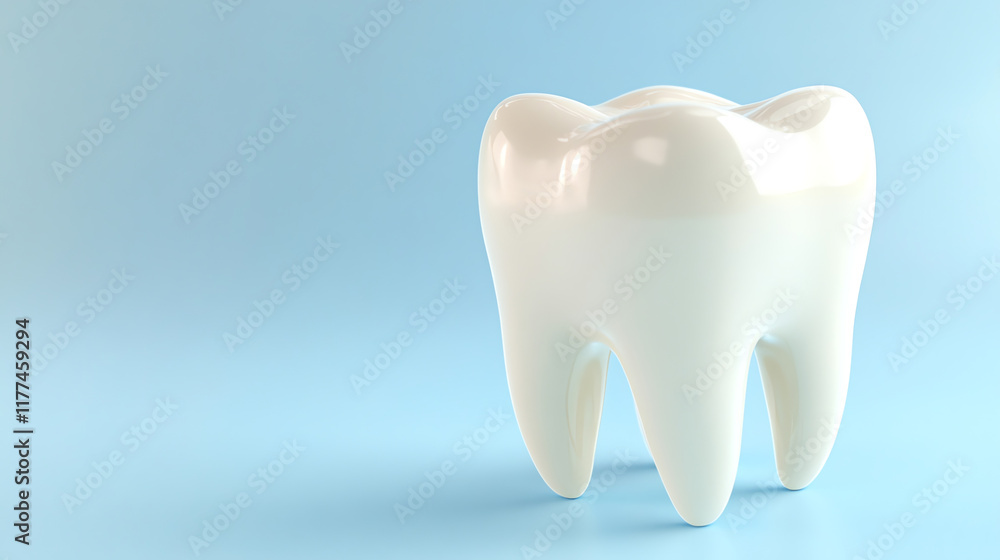 Minimalist tooth model on blue for dental education concept Minimalist tooth model on blue for dental education concept