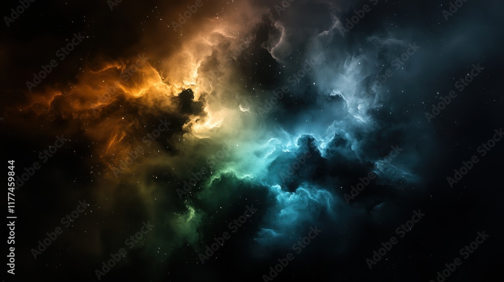 Fototapeta premium A colorful space scene with orange and blue clouds