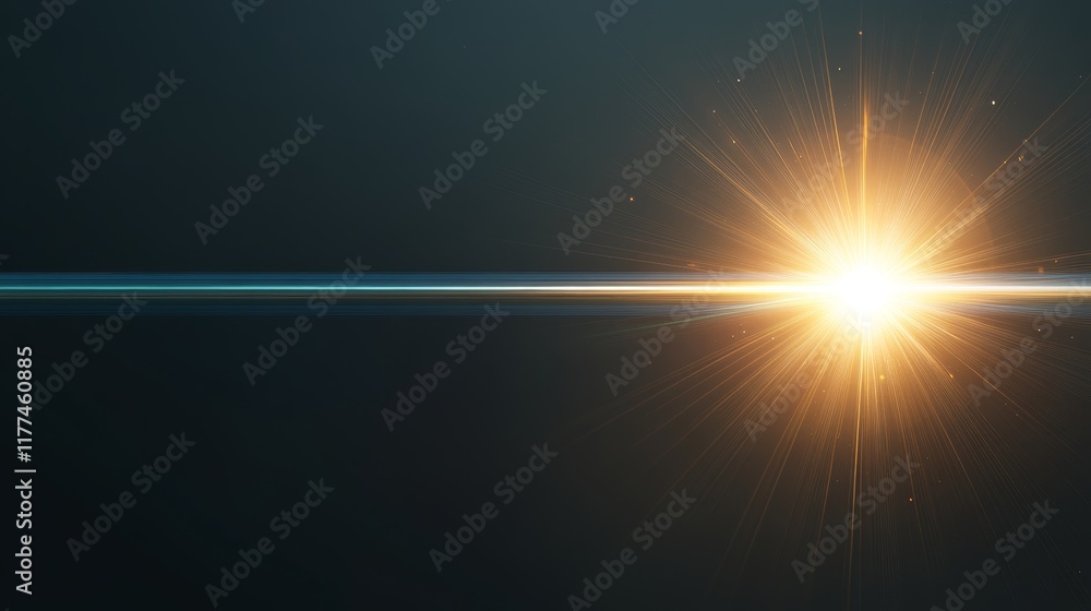 Obraz premium Lens Flare Abstract Art: Luminous Central Glow on Black Background, Photorealistic Elegance