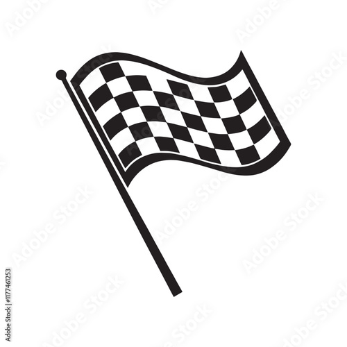 Two crossed checkered flags silhouette. Racing flag vector. Perfect for sports and finish line designs.