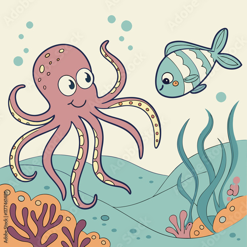 octopus and fish