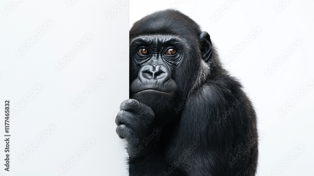 Happy gorilla looking around the corner Happy gorilla looking around the corner