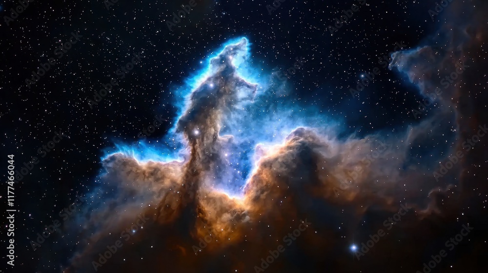 Obraz premium A beautiful, colorful cloud in the sky with many stars