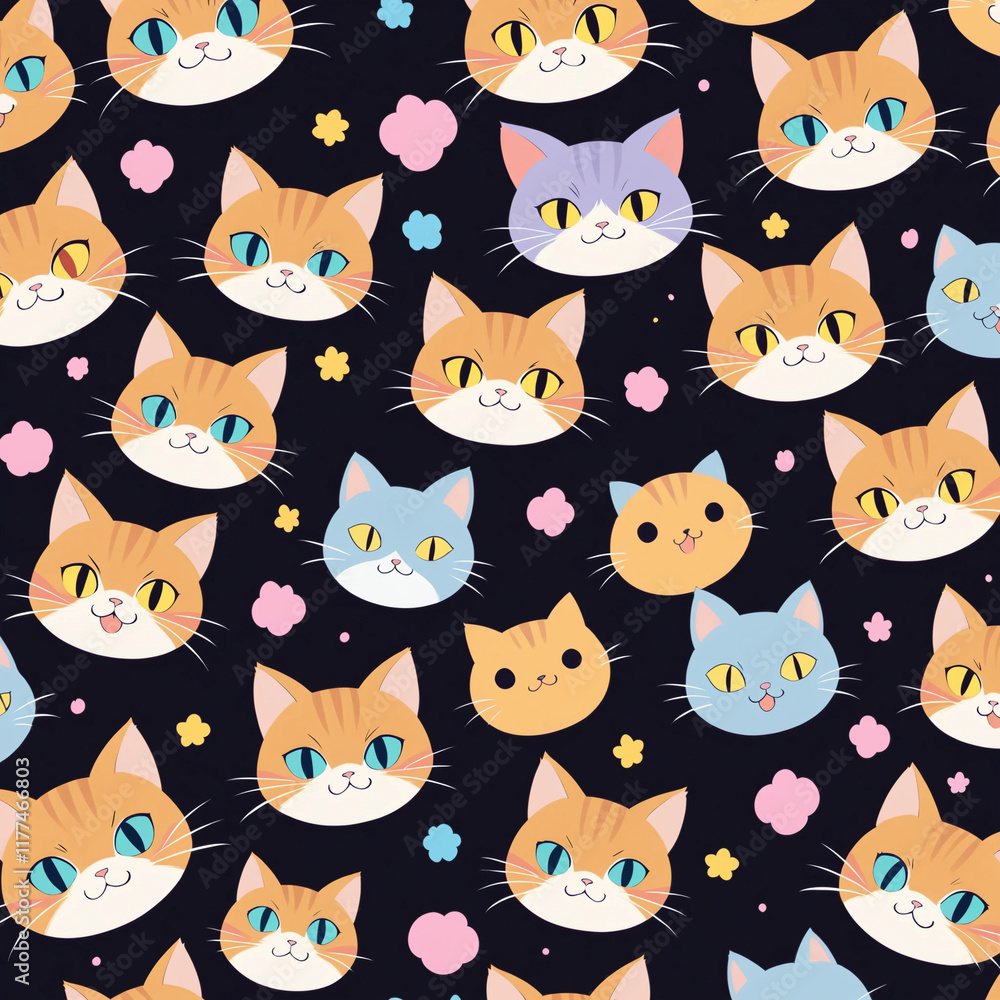 seamless pattern with cats seamless pattern with cats