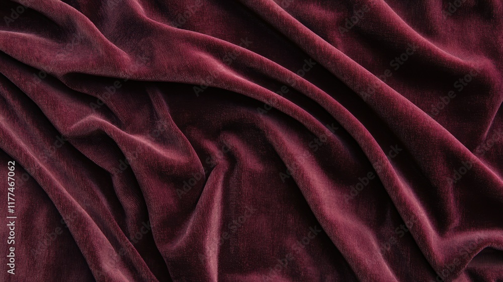 Crimson velvet drapery with flowing lines, creating a rich, elegant, and luxurious abstract background Crimson velvet drapery with flowing lines, creating a rich, elegant, and luxurious abstract background