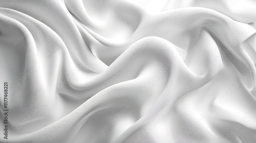 Fototapeta premium Draped white fabric, soft folds, elegant texture, background, design.