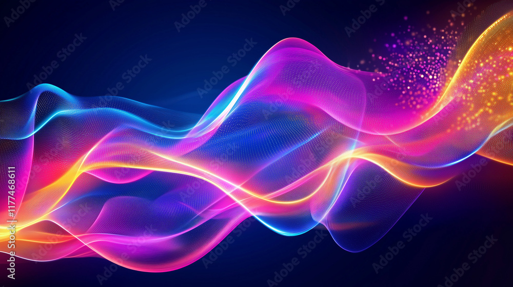 Obraz premium Fluid neon abstract designs flowing through the canvas, with bold colors representing digital transformation