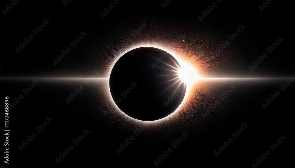 Breathtaking Solar Eclipse with Diamond Ring Effect Capturing the Cosmic Wonder of Celestial Alignment and Radiant Sun Rays

