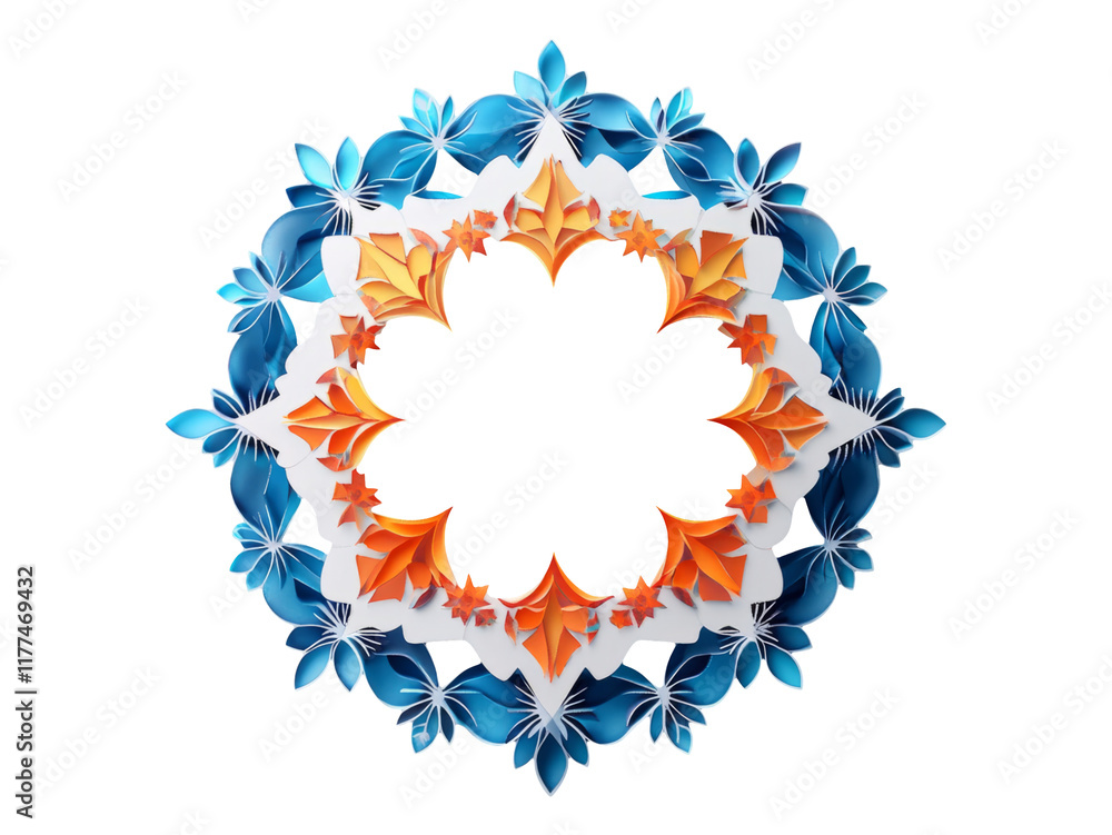 Fototapeta premium Colorful Decorative Ornaments for Al-Fitr Celebration on White Background