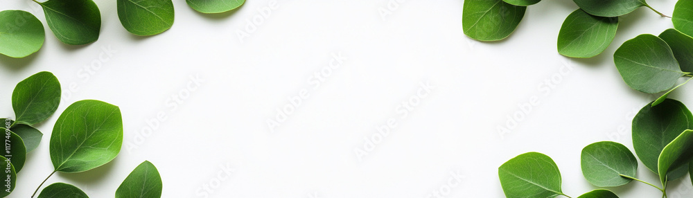 Fresh green leaves elegantly placed on a white background, ideal for nature themes and design projects. Fresh green leaves elegantly placed on a white background, ideal for nature themes and design projects.