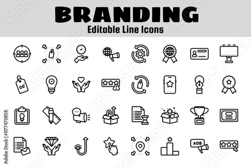 Branding outline icon set
