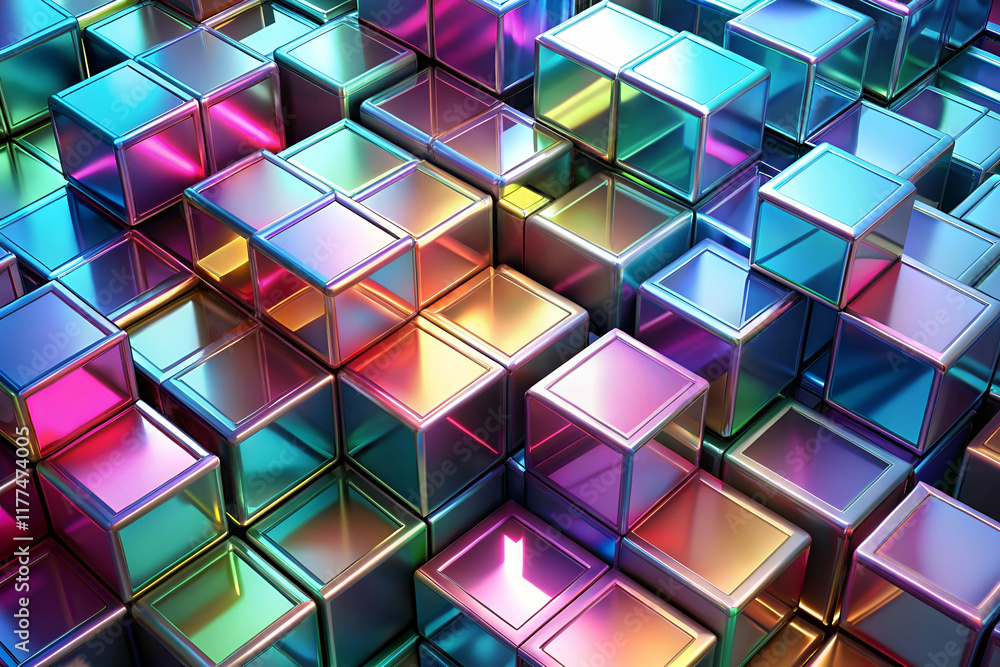 Colorful cubes abstract with shiny effects Colorful cubes abstract with shiny effects