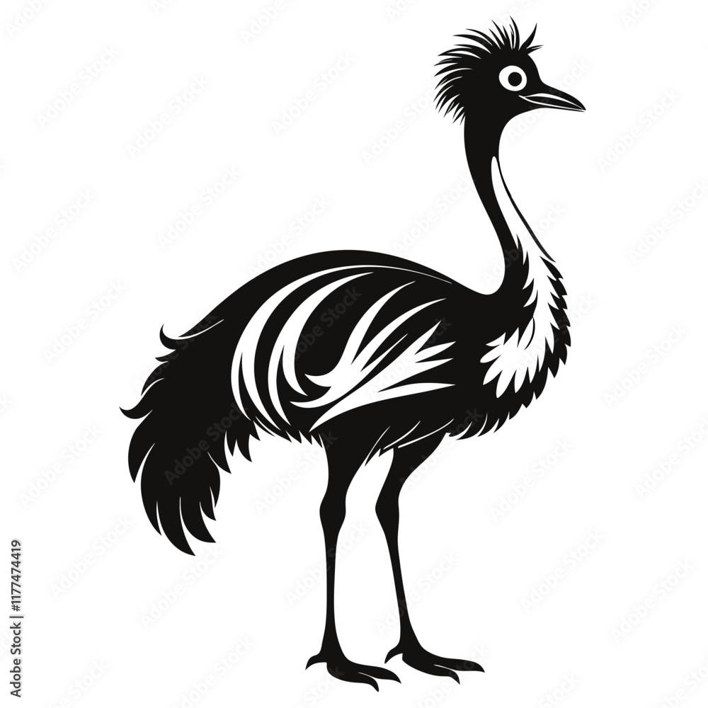 Obraz premium Emu Australia silhouette,vector printable design