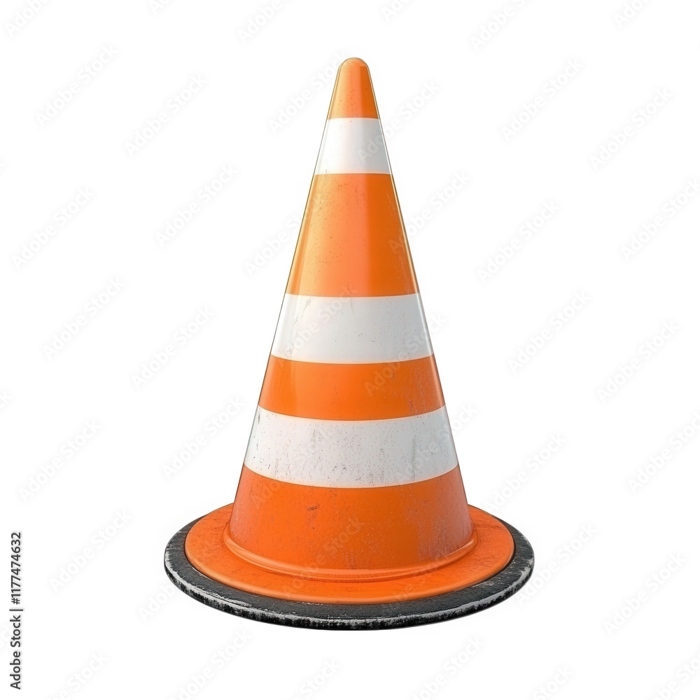a classic traffic cone. characterized by its conical shape and alternating orange and white stripes it is commonly used in road construction and safety to direct traffic. indicate hazards. or mark off a classic traffic cone. characterized by its conical shape and alternating orange and white stripes it is commonly used in road construction and safety to direct traffic. indicate hazards. or mark off