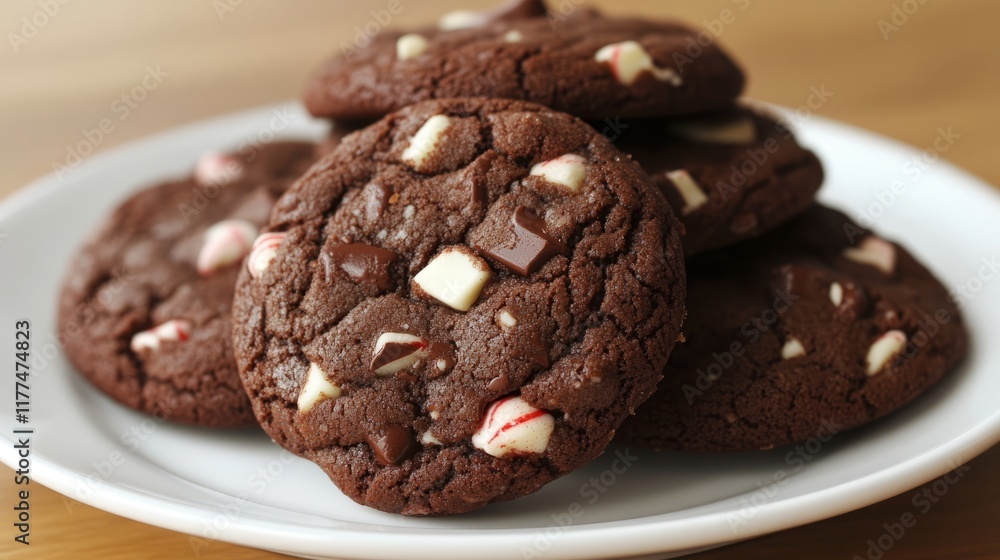 Triple Chocolate Peppermint Cookies With Copy Space