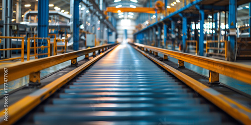 Wallpaper Mural Industrial Conveyor Belt in a Spacious Modern Factory, Manufacturing and Production Facility
 Torontodigital.ca