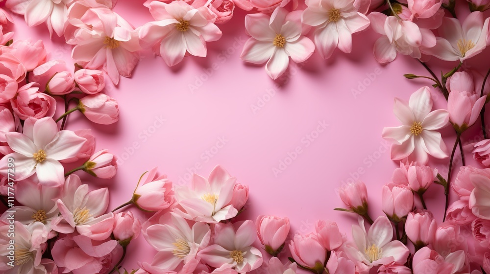 pink flowers border pink flowers border