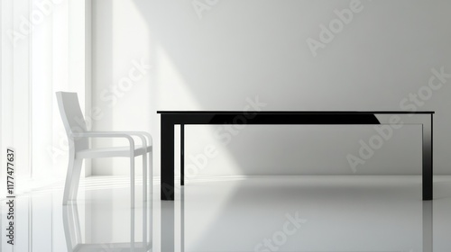 Wallpaper Mural Minimalist black and white dining table and chair in bright room. Torontodigital.ca