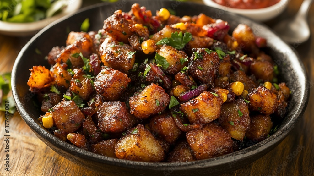 Spicy potato corn skillet dish, delicious side Spicy potato corn skillet dish, delicious side
