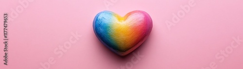 A creative DIY colorful heart shape on a pink background, perfect for valentines day, love, and crafting inspiration, modern design, soft glow