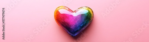 A creative DIY colorful heart shape on a pink background, perfect for valentines day, love, and crafting inspiration, modern design, soft glow