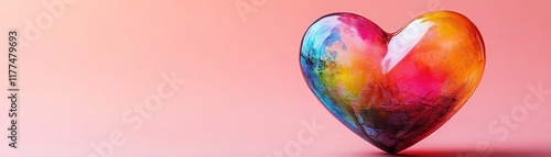 A creative DIY colorful heart shape on a pink background, perfect for valentines day, love, and crafting inspiration, modern design, soft glow