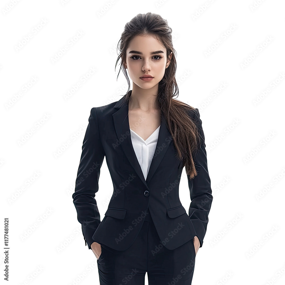 Confident Young Businesswoman in Professional Attire Confident Young Businesswoman in Professional Attire