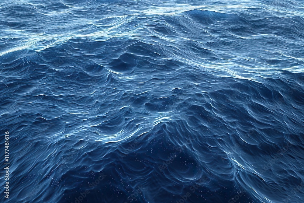 Obraz premium Ocean Waves: Serene Movement of Deep Blue Water in a Tranquil, Natural Marine Environment